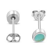  Turquoise Oval Silver Stud Earrings, e345